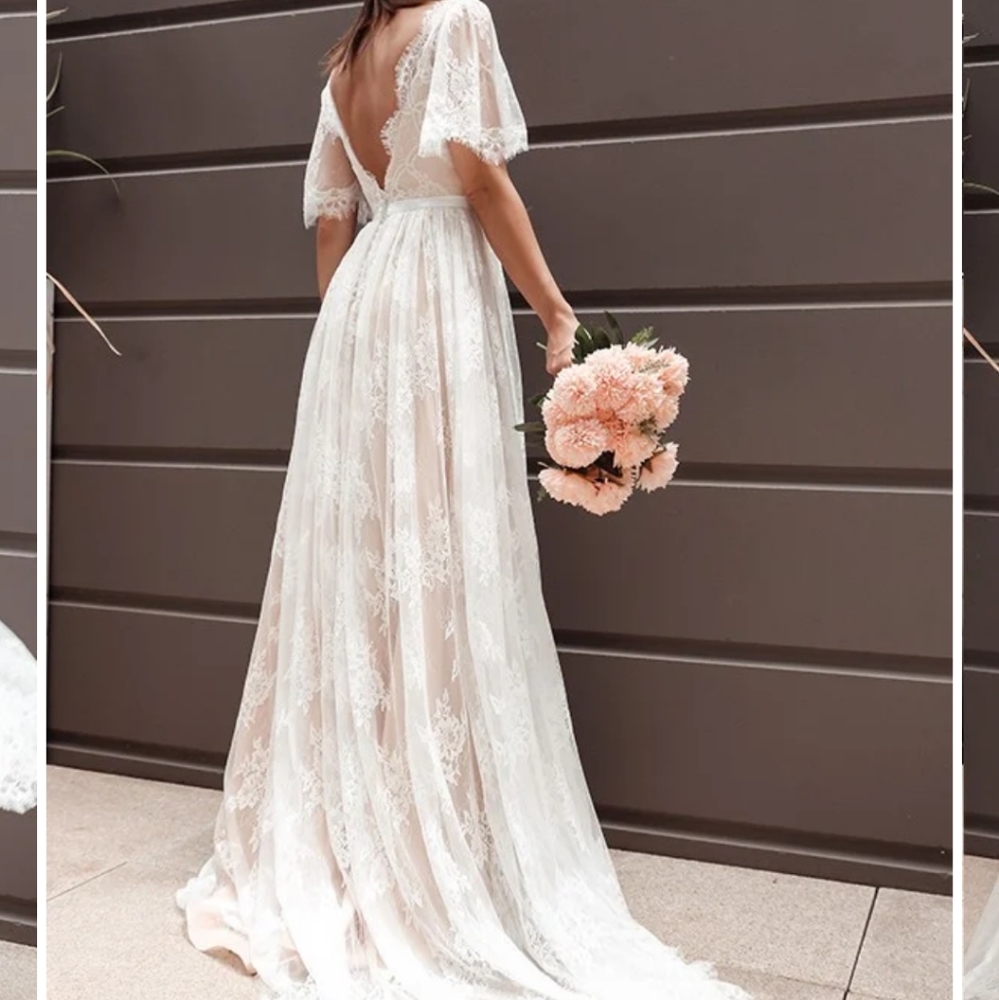 Boho lace wedding dress. - Picture 9 of 10